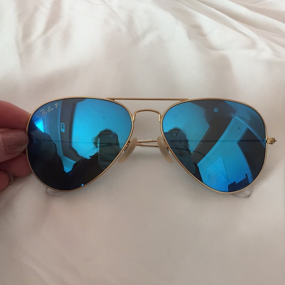 AUTHENTIC blue flash aviators (RAYBAN)